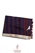 Chocolate Brown Motif Katan Silk Handwoven Banarasi Saree