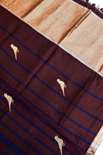 Chocolate Brown Motif Katan Silk Handwoven Banarasi Saree