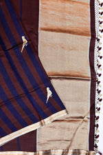 Chocolate Brown Motif Katan Silk Handwoven Banarasi Saree