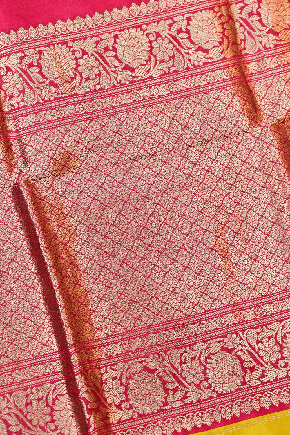 Fuscia Pink Booti Katan Silk Handwoven Banarasi Saree