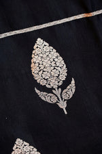 Jade Black Booti Katan Silk Handwoven Banarasi Saree