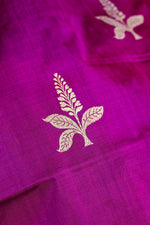 Magenta Purple Motif Katan Silk Handwoven Banarasi Saree
