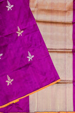 Magenta Purple Motif Katan Silk Handwoven Banarasi Saree