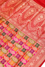 Crimson Red Rangkaat Katan Silk Handwoven Banarasi Saree