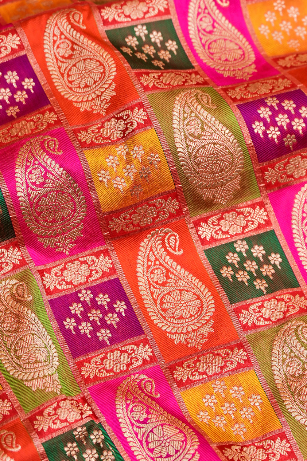 Crimson Red Rangkaat Katan Silk Handwoven Banarasi Saree