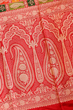 Crimson Red Rangkaat Katan Silk Handwoven Banarasi Saree