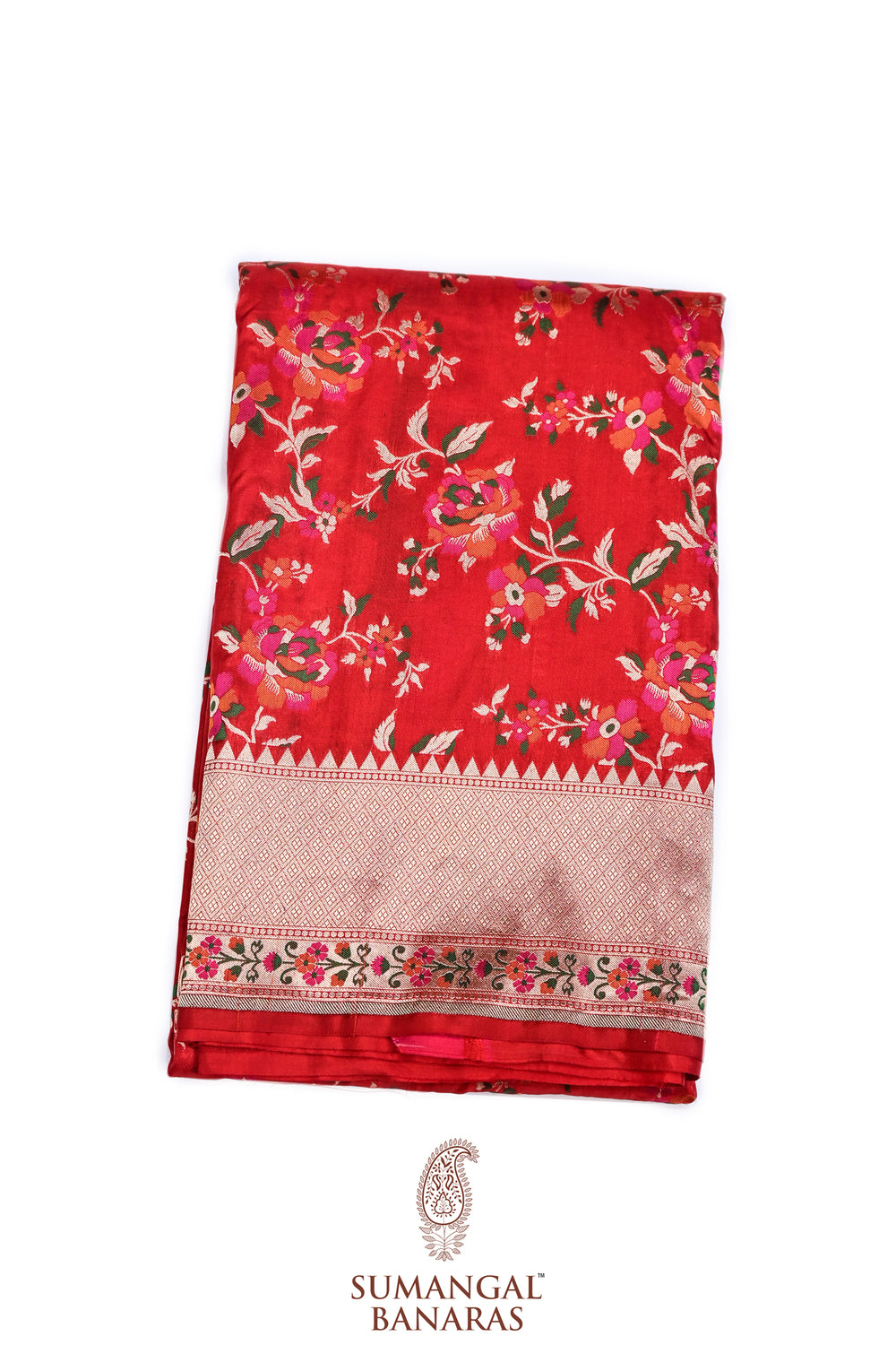 Candy Red Meenakari Katan Silk Handwoven Banarasi Saree