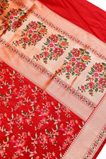 Candy Red Meenakari Katan Silk Handwoven Banarasi Saree