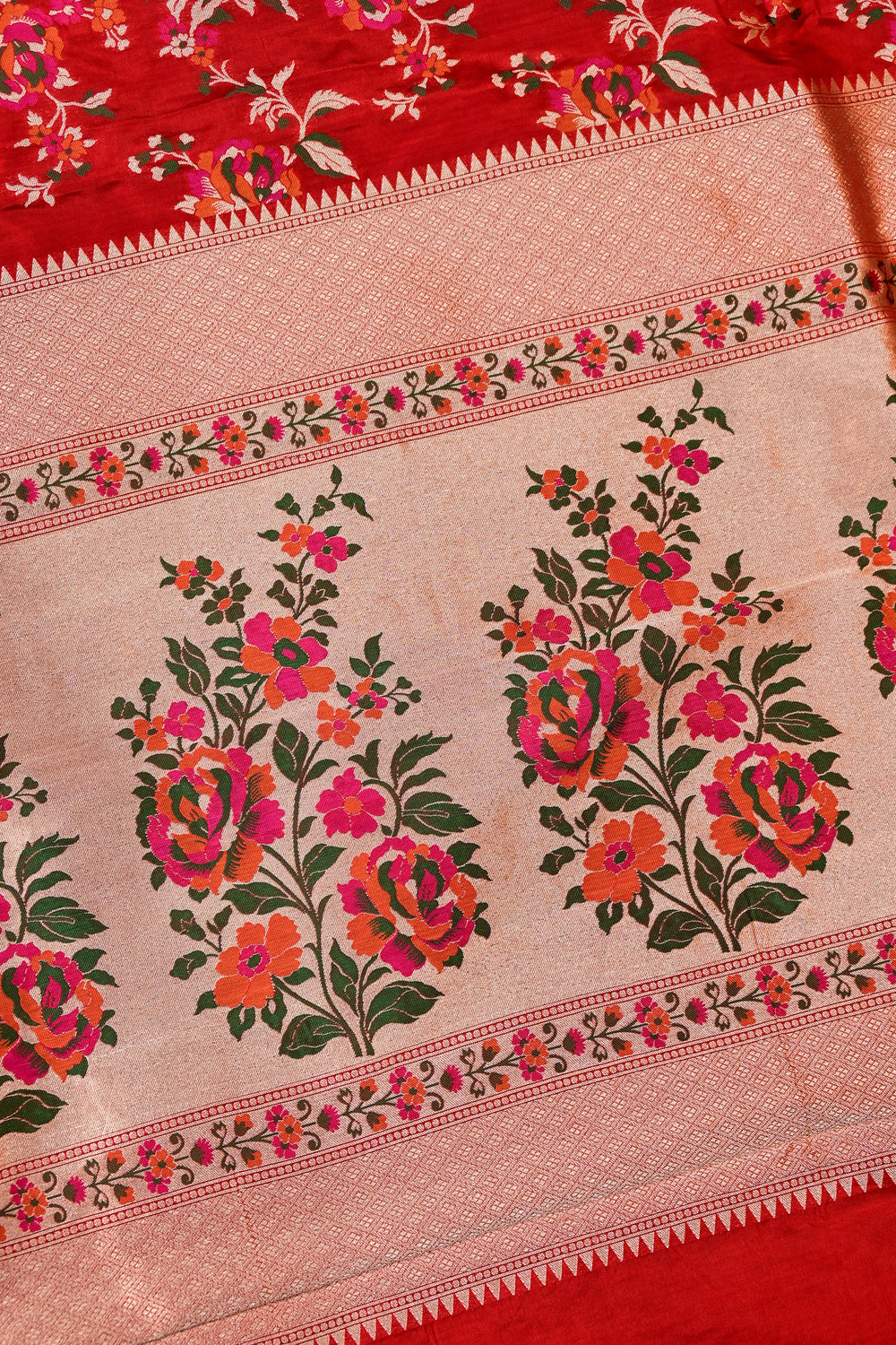 Candy Red Meenakari Katan Silk Handwoven Banarasi Saree