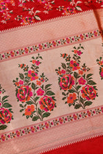 Candy Red Meenakari Katan Silk Handwoven Banarasi Saree