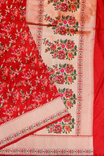 Candy Red Meenakari Katan Silk Handwoven Banarasi Saree