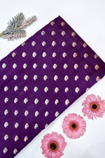 Wine Purple Booti Soft Silk Handwoven Banarasi Thaan