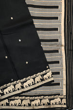 Jet Black Sona Roopa Katan Silk Handwoven Banarasi Saree