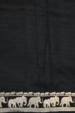 Jet Black Sona Roopa Katan Silk Handwoven Banarasi Saree