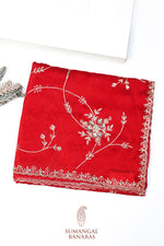Rose Red Hand Embroidery Breezy Organza  Designer Sarees