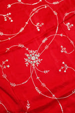 Rose Red Hand Embroidery Breezy Organza  Designer Sarees