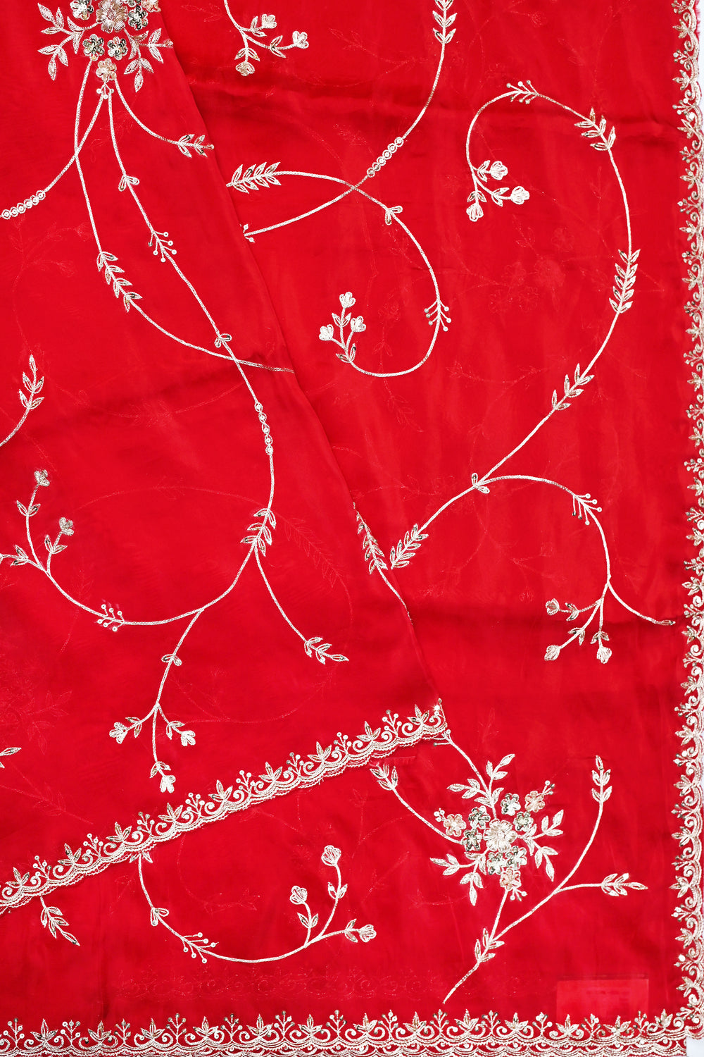 Rose Red Hand Embroidery Breezy Organza  Designer Sarees