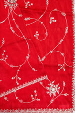 Rose Red Hand Embroidery Breezy Organza  Designer Sarees