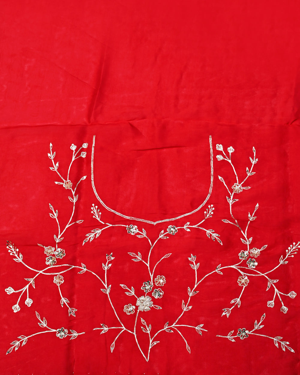 Rose Red Hand Embroidery Breezy Organza  Designer Sarees
