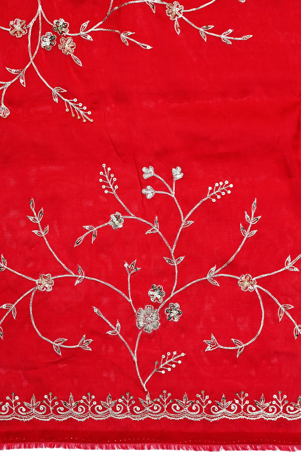 Rose Red Hand Embroidery Breezy Organza  Designer Sarees
