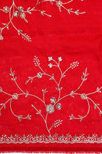 Rose Red Hand Embroidery Breezy Organza  Designer Sarees