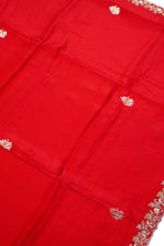 Rose Red Motif Breezy Organza  Designer Sarees