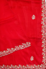 Rose Red Motif Breezy Organza  Designer Sarees