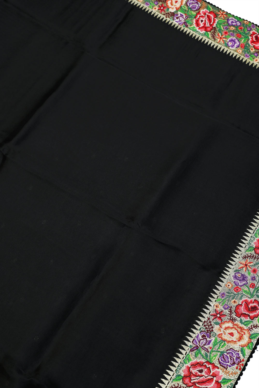 Jet Black Resham Embroidery Breezy Organza  Handwoven Banarasi Saree