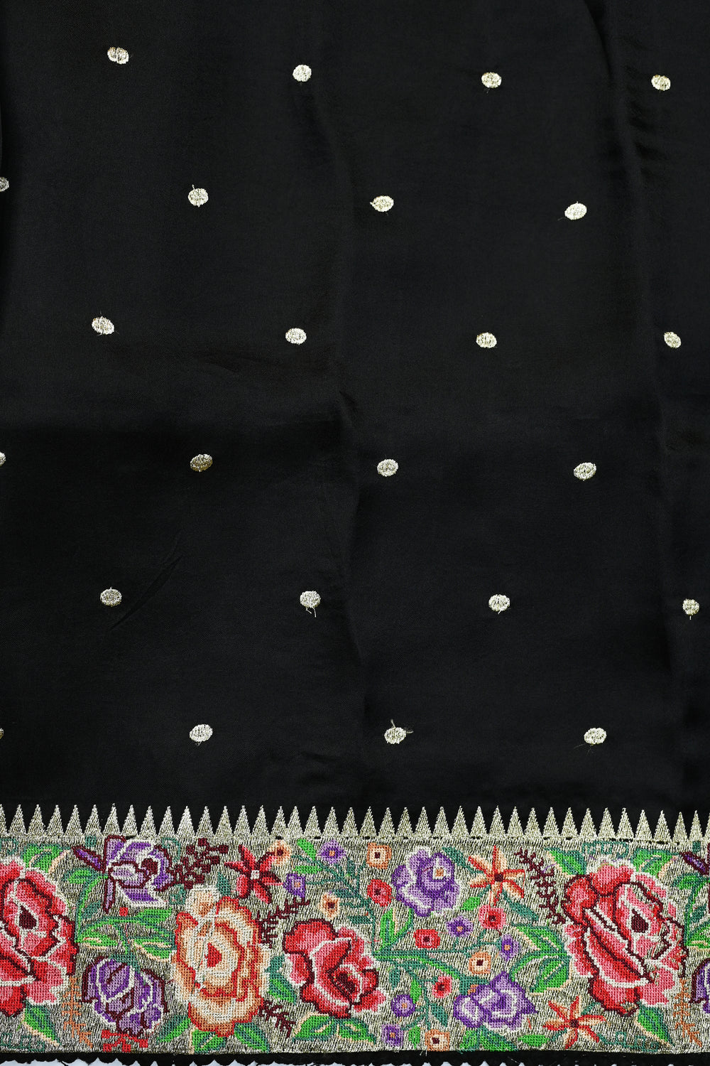 Jet Black Resham Embroidery Breezy Organza  Handwoven Banarasi Saree