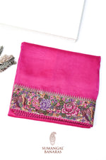Magenta Pink Resham Embroidery Breezy Organza  Handwoven Banarasi Saree