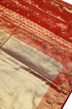 Buttermilk Tan Kanjivaram Tissue Silk  Blended Saree