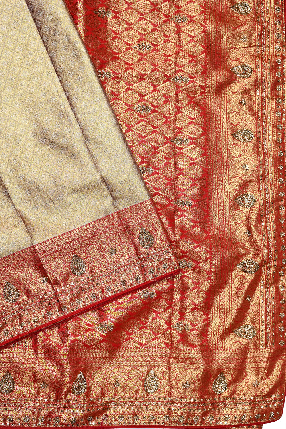 Buttermilk Tan Kanjivaram Tissue Silk  Blended Saree