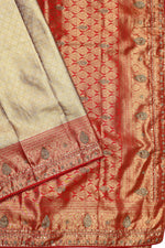 Buttermilk Tan Kanjivaram Tissue Silk  Blended Saree