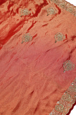 Rose Red Resham Embroidery Tissue Silk  Designer Sarees