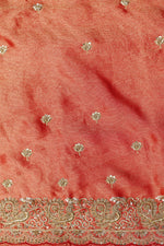 Rose Red Resham Embroidery Tissue Silk  Designer Sarees