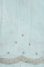 Stone Blue Hand Embroidery Crepe  Designer Sarees