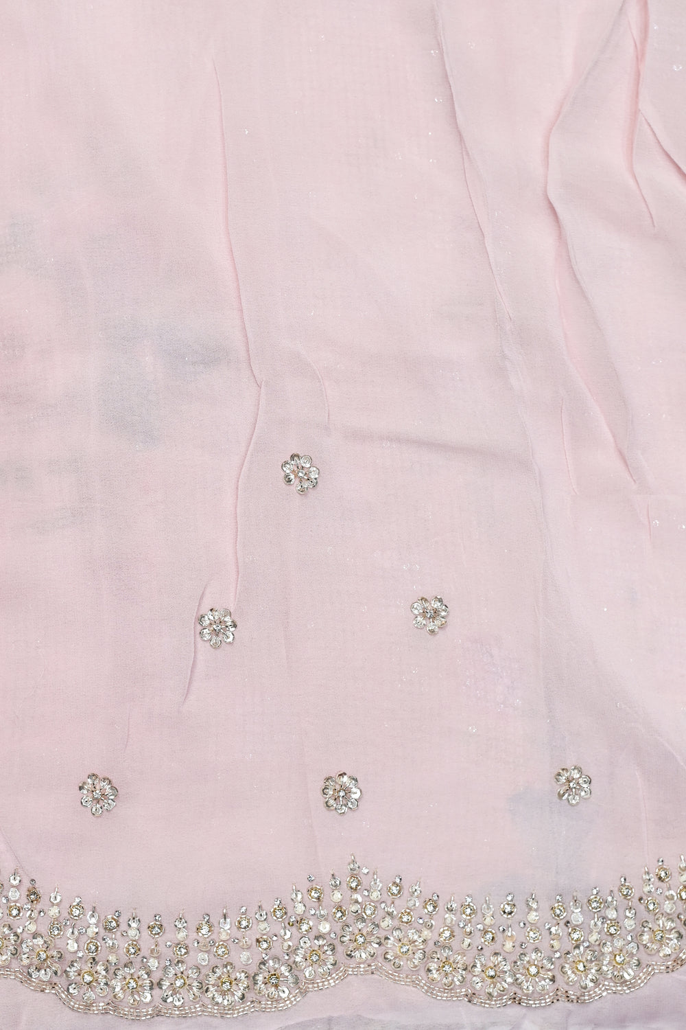 Crepe Pink Hand Embroidery Crepe  Designer Sarees