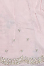 Crepe Pink Hand Embroidery Crepe  Designer Sarees