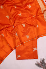 Handwoven Orange Banarasi Katan Silk Suit