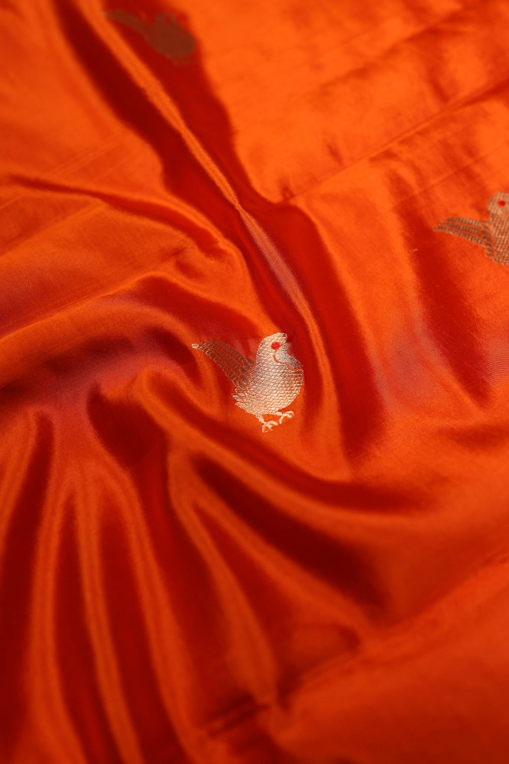 Handwoven Orange Banarasi Katan Silk Suit