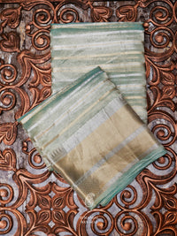 Handwoven Turquoise Green Banarasi Tissue Silk Saree