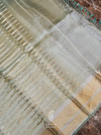 Handwoven Turquoise Green Banarasi Tissue Silk Saree