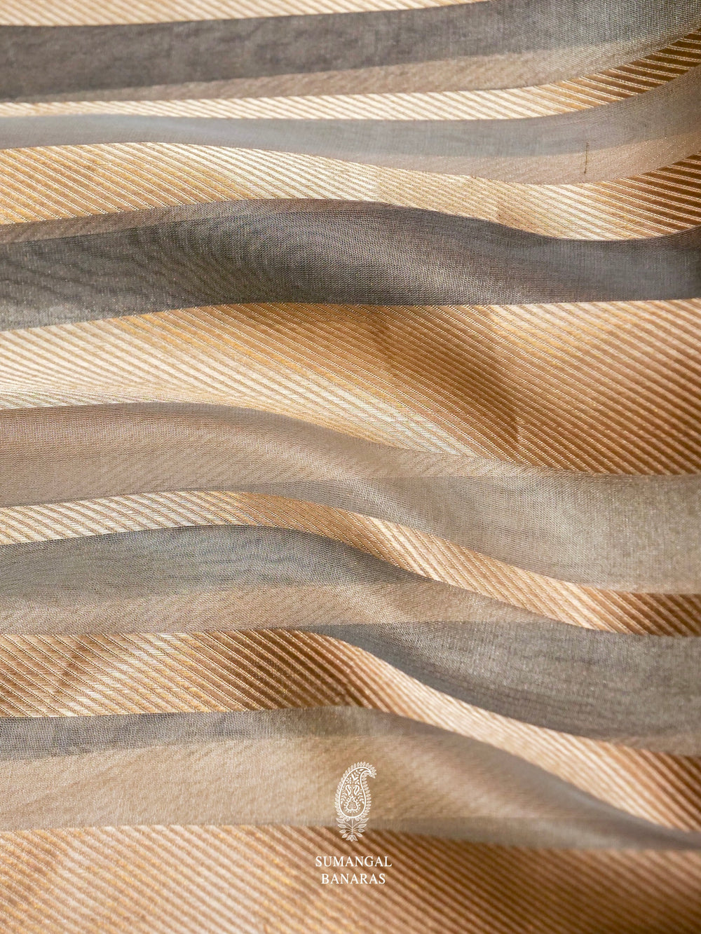 Handwoven Grey Banarasi Tissue Silk Saree
