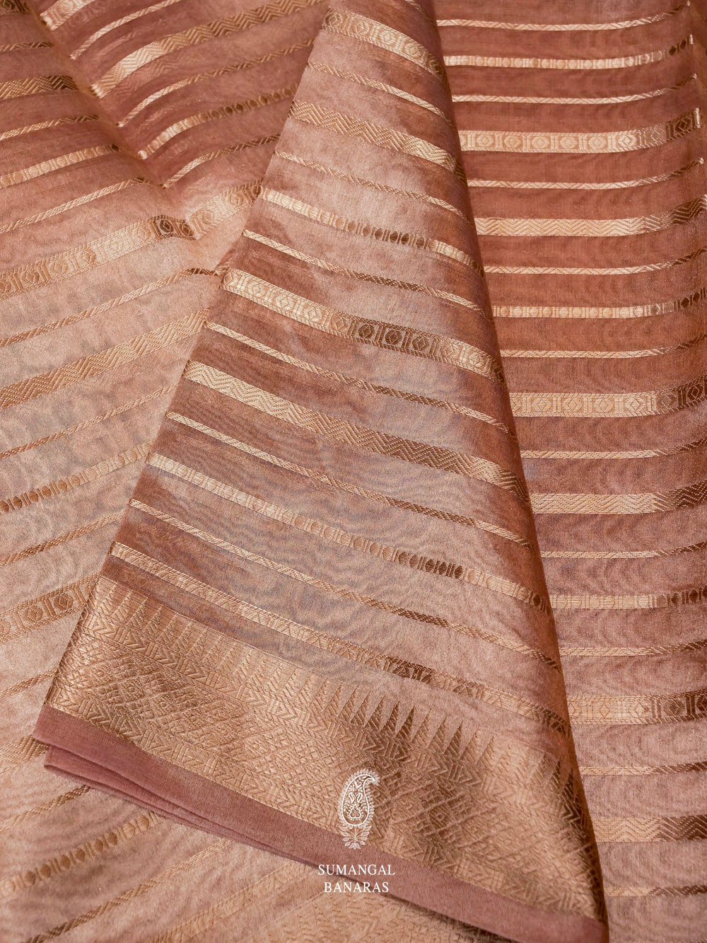 Handwoven Coffee Brown Banarasi Tissue Silk Saree