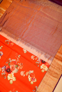 Handwoven Red Banarasi Crepe Katan Silk Saree