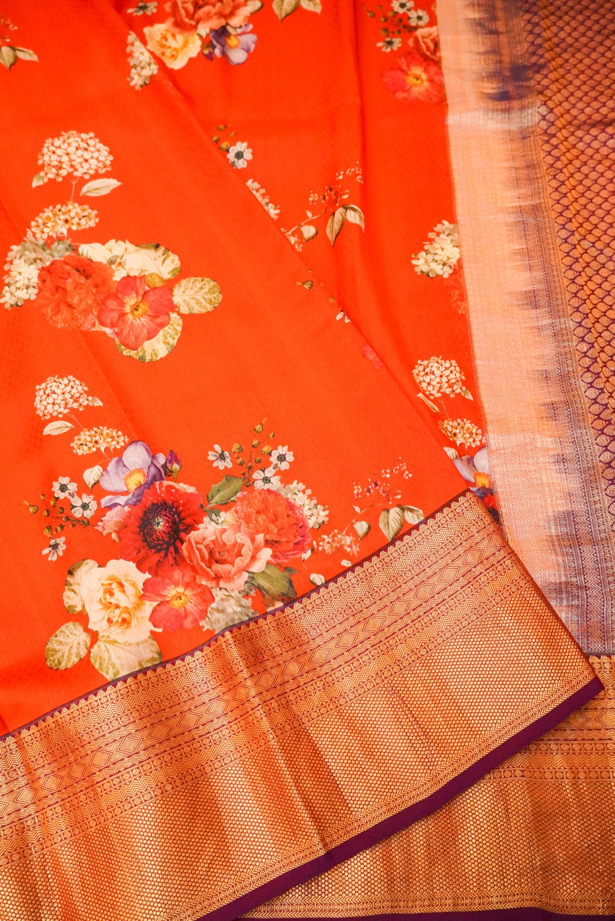 Handwoven Red Banarasi Crepe Katan Silk Saree