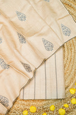 Designer Beige Moonga Silk Suit