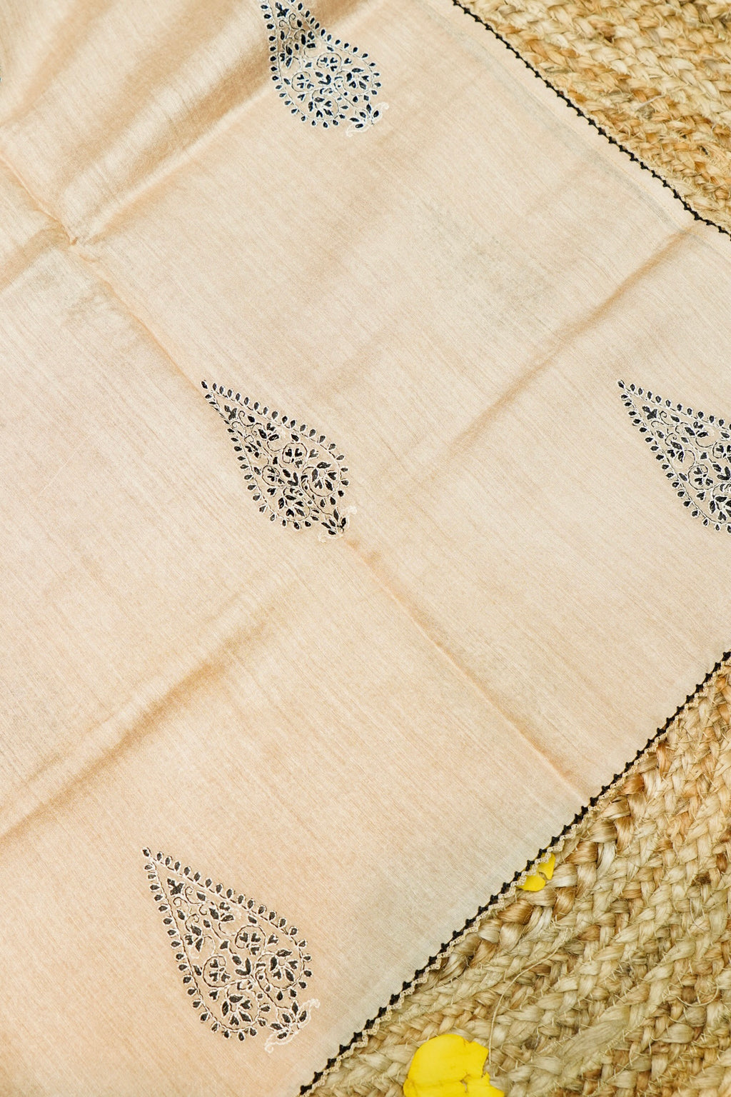 Designer Beige Moonga Silk Suit