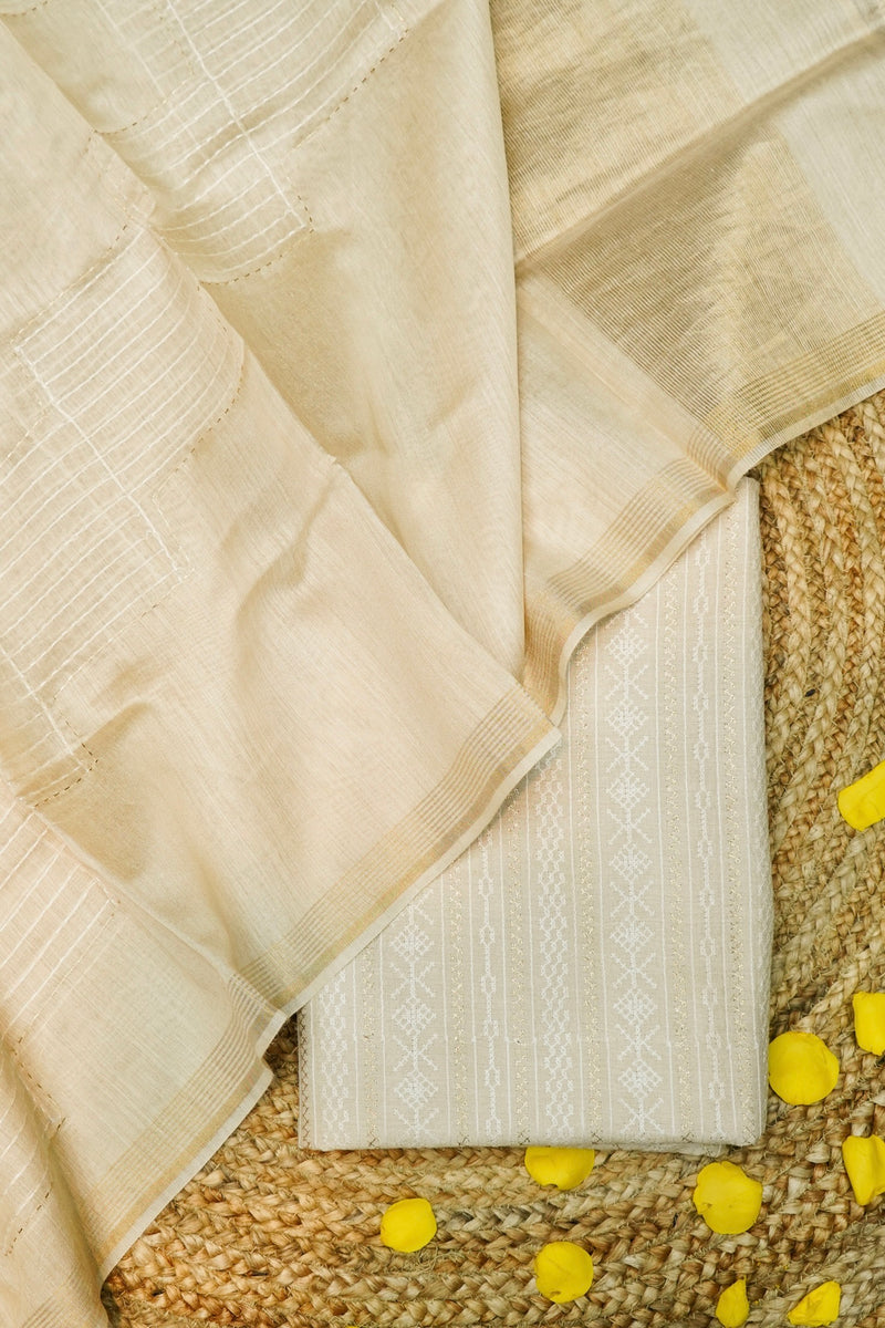 Designer Off White Moonga Silk Suit