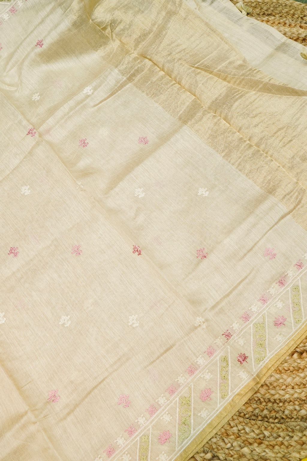 Designer Beige Moonga Silk Suit